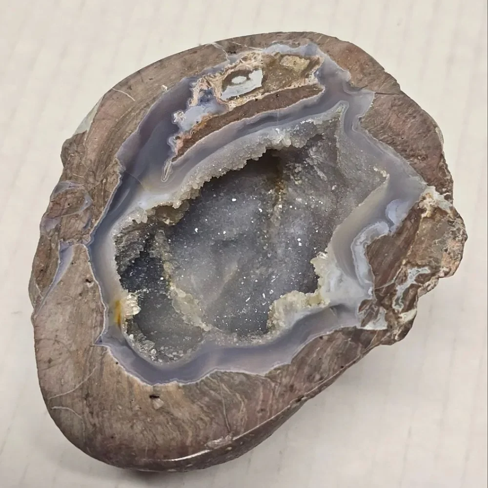 Quartz Crystal Agate Sparkling Geode With Stand